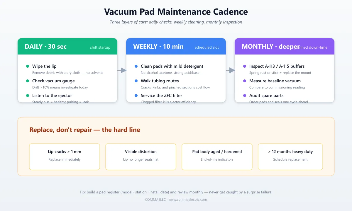 Vacuum Pad Maintenance: En praktisk vårdguide för nykomlingar inom vakuumhantering